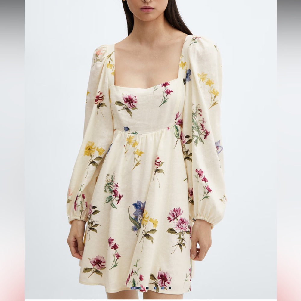 Mango Floral Linen-blend Dress